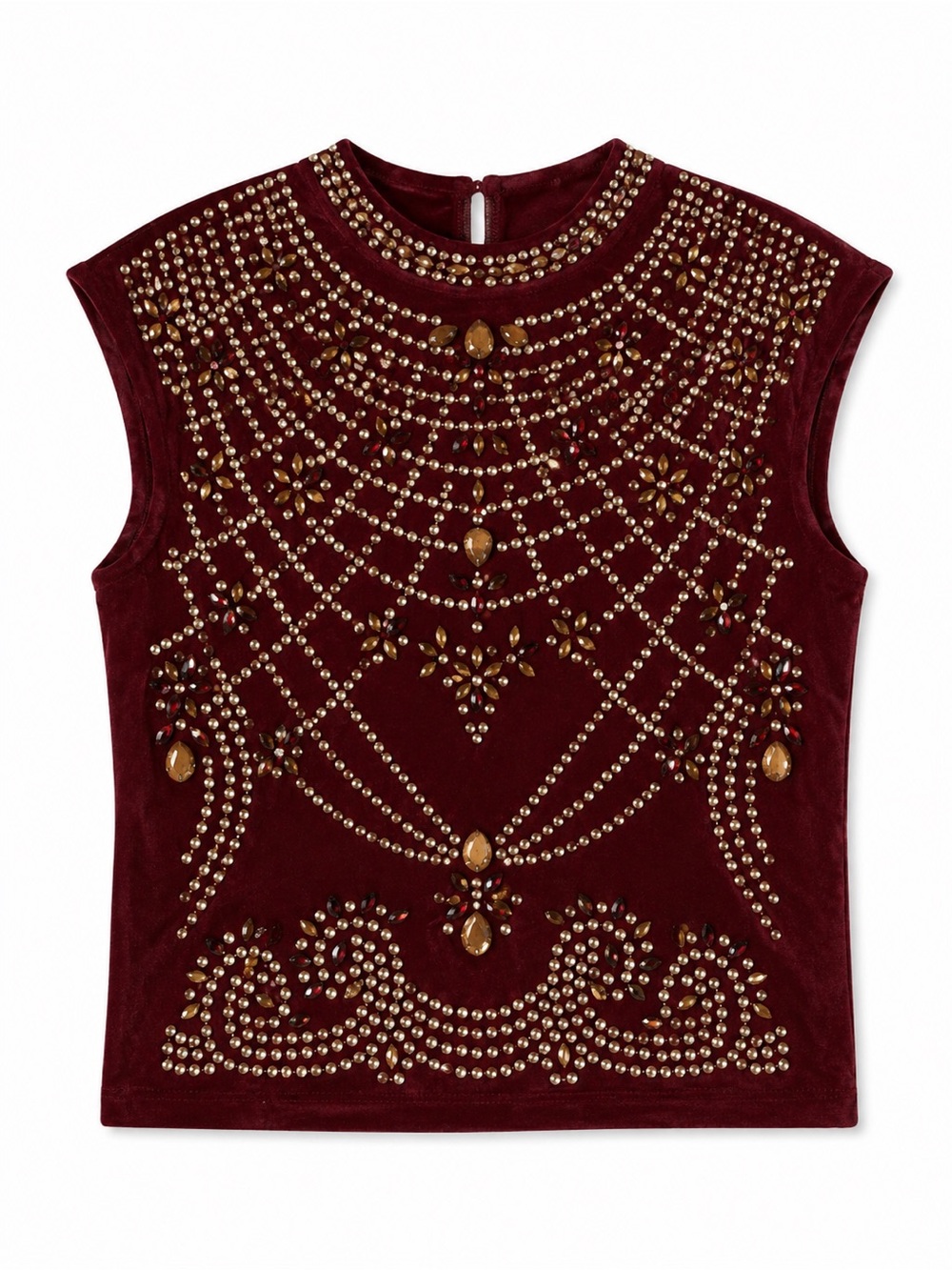 BANJUL BURGUNDY EMBELLISHED TOP